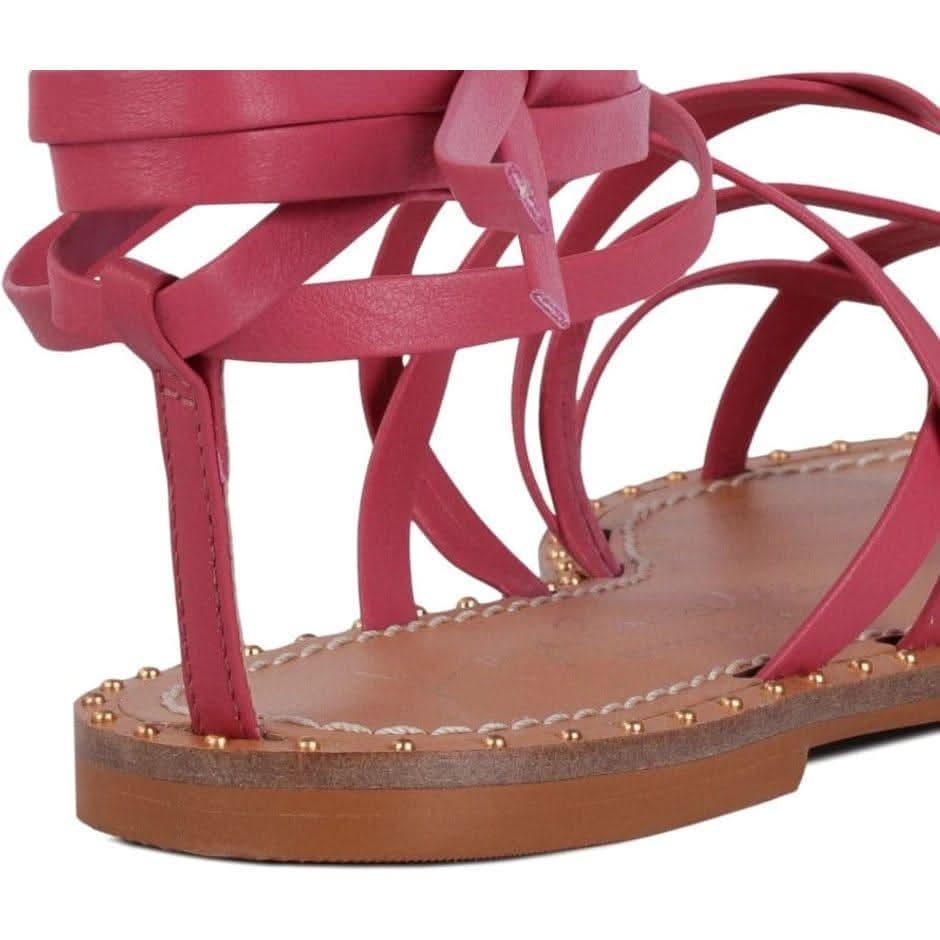 Sandália Rasteira Capri Amarrações Rosa