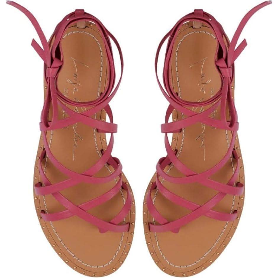 Sandália Rasteira Capri Amarrações Rosa