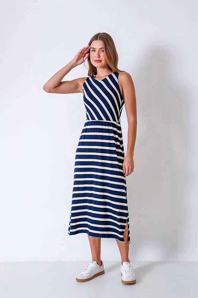 Vestido Listrado Marinho Nice Club by Amore