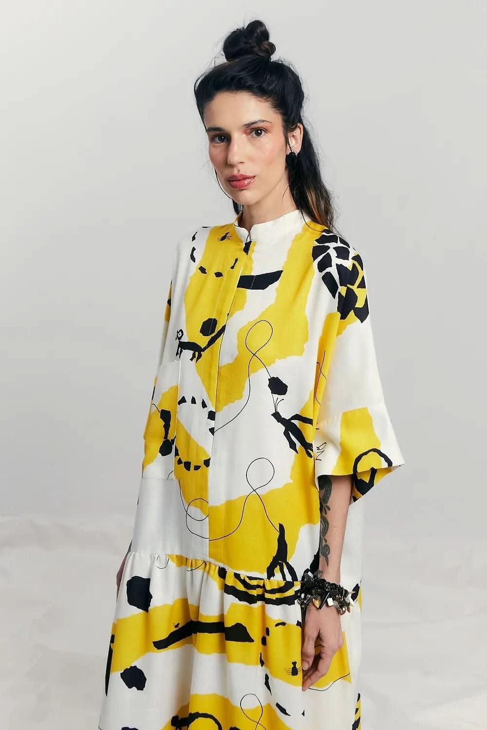 Vestido Quadrado Zíper Sol