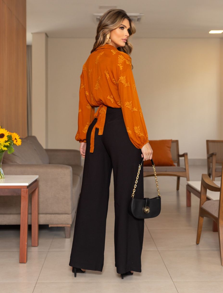 Calça Perola Pantalona Alfaiataria