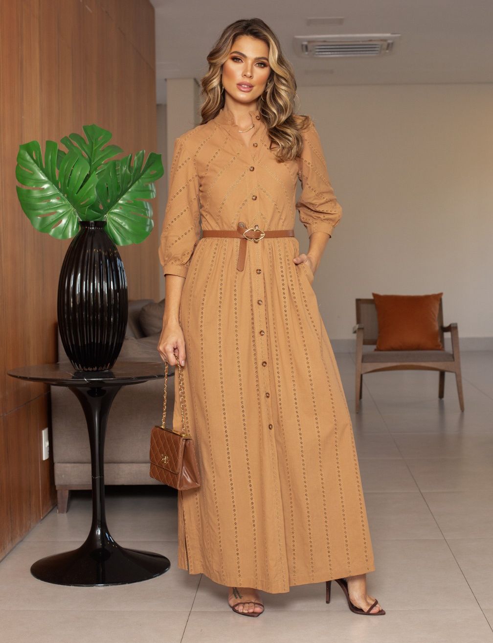 Vestido Gabriela Chemise Midi Laise