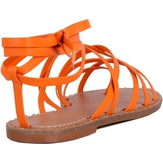 Sandália Rasteira Capri Amarrações Laranja
