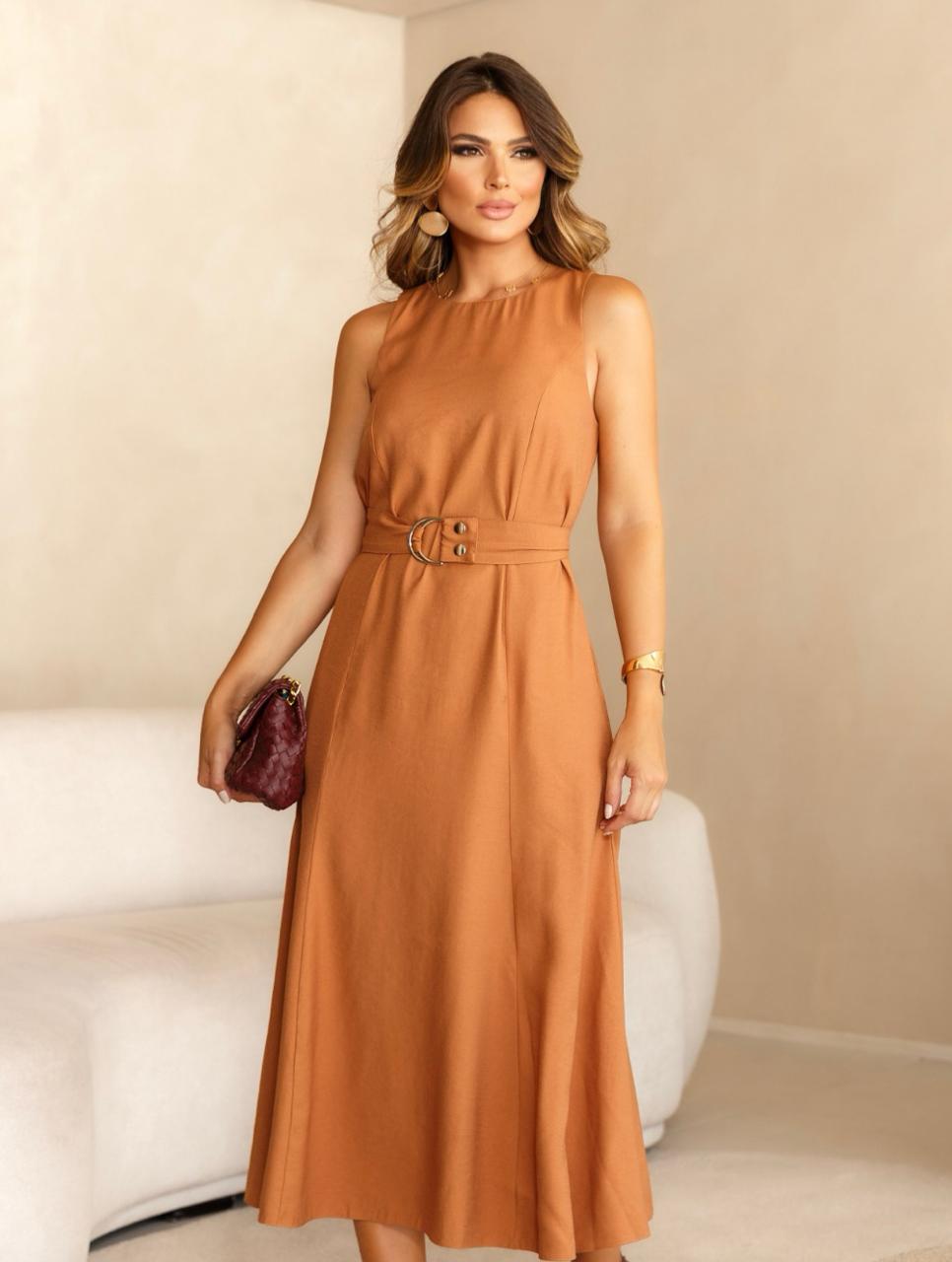 Vestido Naiara Midi Viscocrepe Alfaiataria