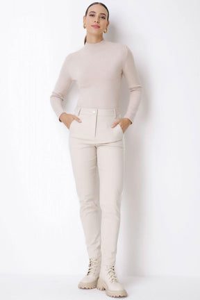 Blusa de Tricot Gola Alta Bege Seiki