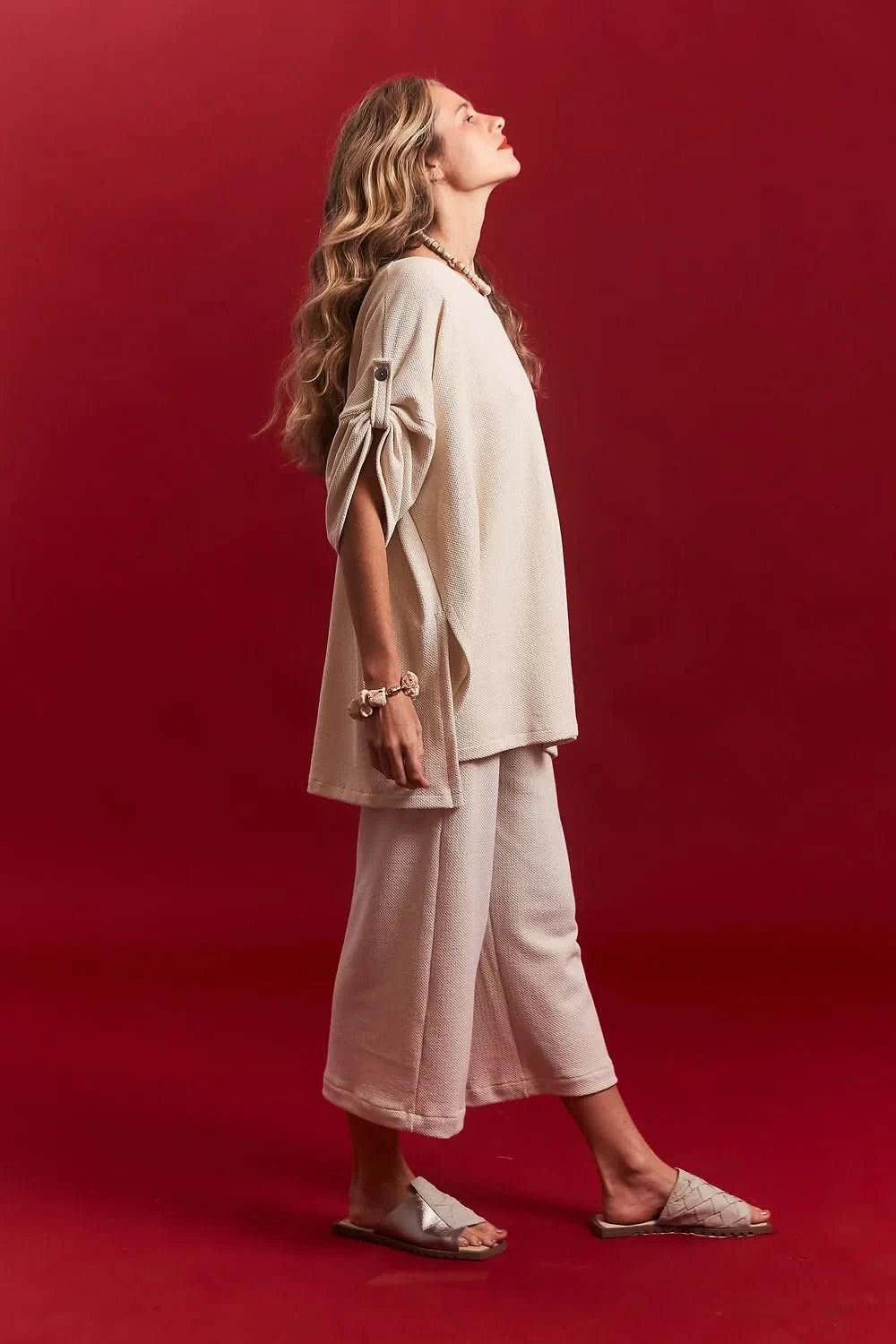 Calça Midi Tricot Cru UNA