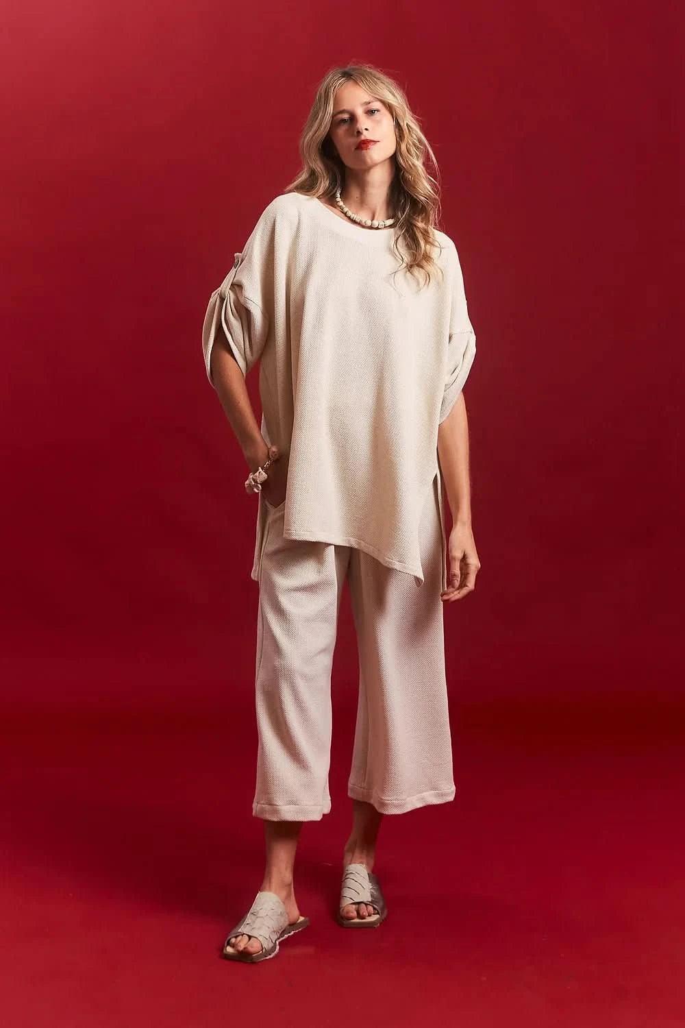 Calça Midi Tricot Cru UNA