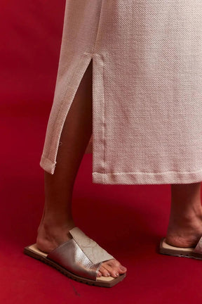 Vestido V Básico Tricot Cru UNA