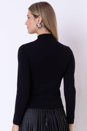 Blusa de Tricot Gola Alta Preta Seiki