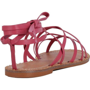Sandália Rasteira Capri Amarrações Rosa