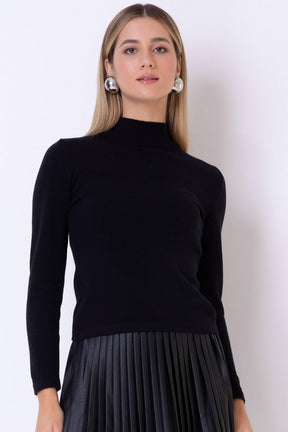 Blusa de Tricot Gola Alta Preta Seiki