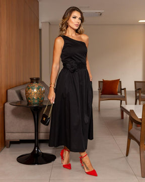 Vestido Marie Algodão Um Ombro Só